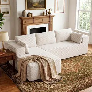 106" Cloud Sectional Boneless Couches for Living Room, Modular L Shaped Couch with Deep Seat Oversized Left Facing Chaise, Memory Foam Compressed Spineless 3 Seater Sofa for Bedroom Apartment, Beige 106" Cloud Sectional Boneless Couches for Living Room, Modular L Shaped Couch with Deep Seat Oversized Left Facing Chaise, Memory Foam Compressed Spineless 3 Seater Sofa for Bedroom Apartment, Beige