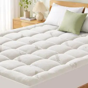 Mattress Pad Queen Size, Cooling Pillow Top Mattress Topper, Ultra Soft Viscose Made from Bamboo, Breathable for Hot Sleepers, Deep Pocket 8"-20", White Mattress Pad Queen Size, Cooling Pillow Top Mattress Topper, Ultra Soft Viscose Made from Bamboo, Breathable for Hot Sleepers, Deep Pocket 8"-20", White