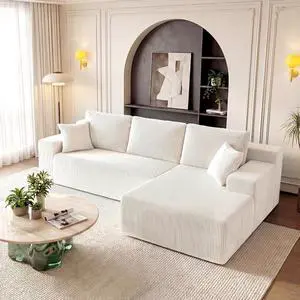 Cloud Sectional Boneless Couches for Living Room, Modular L Shaped Couch with Deep Seat Oversized Right Facing Chaise, Memory Foam Compressed Spineless 3 Seater Sofa for Apartment, Beige Cloud Sectional Boneless Couches for Living Room, Modular L Shaped Couch with Deep Seat Oversized Right Facing Chaise, Memory Foam Compressed Spineless 3 Seater Sofa for Apartment, Beige