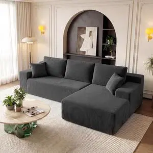 Cloud Sectional Boneless Couches for Living Room, Modular L Shaped Couch with Deep Seat Oversized Right Facing Chaise, Memory Foam Compressed Spineless 3 Seater Sofa, Grey Cloud Sectional Boneless Couches for Living Room, Modular L Shaped Couch with Deep Seat Oversized Right Facing Chaise, Memory Foam Compressed Spineless 3 Seater Sofa, Grey