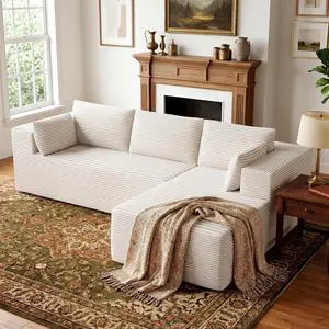 106" Cloud Sectional Boneless Couches for Living Room, Modular L Shaped Couch with Deep Seat Oversized Right Facing Chaise, Memory Foam Compressed Spineless 3 Seater Sofa for Apartment, Beige 106" Cloud Sectional Boneless Couches for Living Room, Modular L Shaped Couch with Deep Seat Oversized Right Facing Chaise, Memory Foam Compressed Spineless 3 Seater Sofa for Apartment, Beige