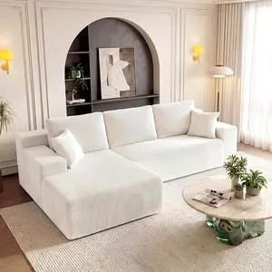 Cloud Sectional Boneless Couches for Living Room, Modular L Shaped Couch with Deep Seat Oversized Left Facing Chaise, Memory Foam Compressed Spineless 3 Seater Sofa for Apartment, Beige Cloud Sectional Boneless Couches for Living Room, Modular L Shaped Couch with Deep Seat Oversized Left Facing Chaise, Memory Foam Compressed Spineless 3 Seater Sofa for Apartment, Beige