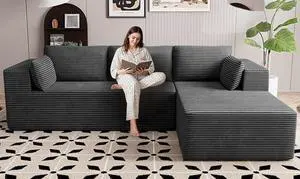 106" Cloud Sectional Boneless Couches for Living Room, Modular L Shaped Couch with Deep Seat Oversized Right Facing Chaise, Memory Foam Compressed Spineless 3 Seater Sofa for Apartment, Grey 106" Cloud Sectional Boneless Couches for Living Room, Modular L Shaped Couch with Deep Seat Oversized Right Facing Chaise, Memory Foam Compressed Spineless 3 Seater Sofa for Apartment, Grey