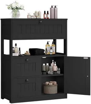 Storage Cabinet, Modern Bathroom Floor Storage Cabinet Organizer with 1 Door and 3 Drawers, Freestanding Cupboard for Kitchen/Living Room Use Storage Cabinet, Modern Bathroom Floor Storage Cabinet Organizer with 1 Door and 3 Drawers, Freestanding Cupboard for Kitchen/Living Room Use