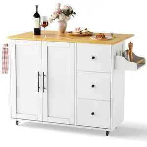 Kitchen Island on Wheels with Storage-Multifunctional Kitchen Island Cart with Drop Leaf, Rolling Island with Spice/Towel Rack,Expandable Island Table Kitchen,39.37" Width,White Kitchen Island on Wheels with Storage-Multifunctional Kitchen Island Cart with Drop Leaf, Rolling Island with Spice/Towel Rack,Expandable Island Table Kitchen,39.37" Width,White