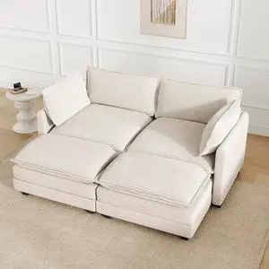 78'' Modular Sectional Cloud Couch with 2 Movable Ottoman, 4 Seat Comfy Modern Corduroy Sofa with 2 Throw Pillows, Deep Seat Sleeper Couch for Living Room Bedroom Apartment, Beige 78'' Modular Sectional Cloud Couch with 2 Movable Ottoman, 4 Seat Comfy Modern Corduroy Sofa with 2 Throw Pillows, Deep Seat Sleeper Couch for Living Room Bedroom Apartment, Beige