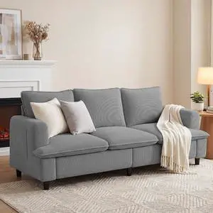 3 Seater Couch, 83" Comfy Corduroy Sofa with Deep Seat, Modern Sofa Couch for Living Room, Office, Bedroom, Apartment (Pillows not Included) 3 Seater Couch, 83" Comfy Corduroy Sofa with Deep Seat, Modern Sofa Couch for Living Room, Office, Bedroom, Apartment (Pillows not Included)