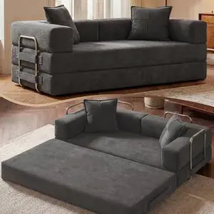 78 Inch Convertible Sofa Bed, 5-in-1 Futon Sofa Bed Pull Out Couch, Boneless Couch Bed for Living Room, Corduroy Boneless Couches for Bedroom, Apartment, No Assembly Sleeper Sofa Bed, Gray 78 Inch Convertible Sofa Bed, 5-in-1 Futon Sofa Bed Pull Out Couch, Boneless Couch Bed for Living Room, Corduroy Boneless Couches for Bedroom, Apartment, No Assembly Sleeper Sofa Bed, Gray