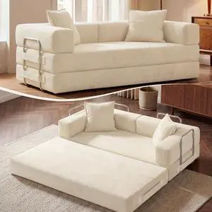 78 Inch Convertible Sofa Bed, 5-in-1 Futon Sofa Bed Pull Out Couch, Boneless Couch Bed for Living Room, Corduroy Boneless Couches for Bedroom, Apartment, No Assembly Sleeper Sofa Bed, Beige 78 Inch Convertible Sofa Bed, 5-in-1 Futon Sofa Bed Pull Out Couch, Boneless Couch Bed for Living Room, Corduroy Boneless Couches for Bedroom, Apartment, No Assembly Sleeper Sofa Bed, Beige