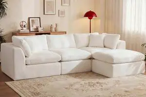 110'' Oversized Cloud Sectional Boneless Couch for Living Room, Modern Big Compressed L Shape Couch with Ottoman & 2 Throw Pillows, Chenille Deep Seat Memory Foam Spineless 4 Seater Sofa,Beige 110'' Oversized Cloud Sectional Boneless Couch for Living Room, Modern Big Compressed L Shape Couch with Ottoman & 2 Throw Pillows, Chenille Deep Seat Memory Foam Spineless 4 Seater Sofa,Beige