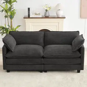 78" Cloud Loveseat Couch, Oversized Modern Modular Sectional Love Seat Couches, Comfy 2-Seater Deep Seat couches with 2 Throw Pillow for Small Spaces, Bedroom Apartment, Chenille Dark Grey | Breathabl 78" Cloud Loveseat Couch, Oversized Modern Modular Sectional Love Seat Couches, Comfy 2-Seater Deep Seat couches with 2 Throw Pillow for Small Spaces, Bedroom Apartment, Chenille Dark Grey | Breathabl