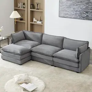 112" L-Shaped Cloud Couch for Living Room, Oversized Modern Modular Sectional Sofa with Ottoman, Comfy 4-Seater Deep Seat couches with 2 Throw Pillow for Bedroom Apartment, Corduroy Dark Grey 112" L-Shaped Cloud Couch for Living Room, Oversized Modern Modular Sectional Sofa with Ottoman, Comfy 4-Seater Deep Seat couches with 2 Throw Pillow for Bedroom Apartment, Corduroy Dark Grey