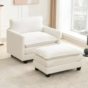 Convertible Sectional Couch with Ottoman, Single Armchair with armrests, Modern Living Room Furniture Set, Small Couches for Small Spaces, for Living Room, Chenille, Beige Convertible Sectional Couch with Ottoman, Single Armchair with armrests, Modern Living Room Furniture Set, Small Couches for Small Spaces, for Living Room, Chenille, Beige