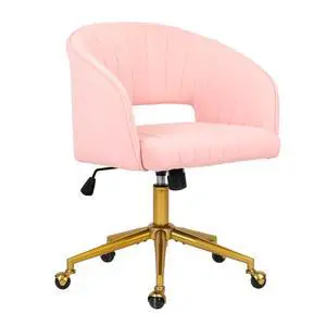 Home Office Chair Swivel Velvet Desk Chair Accent Armchair Upholstered Modern Tufted Chairs with Gold Base for Girls Women Ergonomic Study Seat Computer Task Stools for Living Room(Pink) Home Office Chair Swivel Velvet Desk Chair Accent Armchair Upholstered Modern Tufted Chairs with Gold Base for Girls Women Ergonomic Study Seat Computer Task Stools for Living Room(Pink)