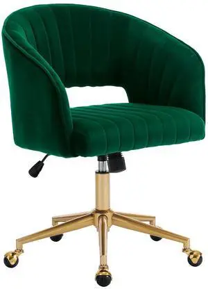 Home Office Chair Swivel Velvet Desk Chair Accent Armchair Upholstered Modern Tufted Chairs with Gold Base for Girls Women Ergonomic Study Seat Computer Task Stools for Living Room(Green) Home Office Chair Swivel Velvet Desk Chair Accent Armchair Upholstered Modern Tufted Chairs with Gold Base for Girls Women Ergonomic Study Seat Computer Task Stools for Living Room(Green)