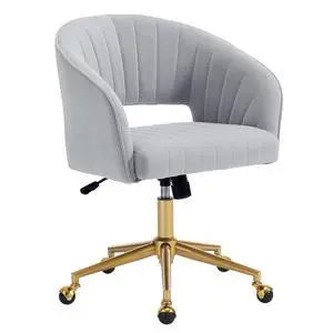 Home Office Chair Swivel Velvet Desk Chair Accent Armchair Upholstered Modern Tufted Chairs with Gold Base for Girls Women Ergonomic Study Seat Computer Task Stools for Living Room(Light Gray) Home Office Chair Swivel Velvet Desk Chair Accent Armchair Upholstered Modern Tufted Chairs with Gold Base for Girls Women Ergonomic Study Seat Computer Task Stools for Living Room(Light Gray)