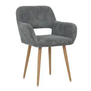 Small Modern Dining Room Arm Chairs 1 Piece, Mid-Century Upholstered Corduroy Fabric Side Seat Club Guest with Metal Tube Legs for Kitchen, Living Room, Gray Small Modern Dining Room Arm Chairs 1 Piece, Mid-Century Upholstered Corduroy Fabric Side Seat Club Guest with Metal Tube Legs for Kitchen, Living Room, Gray