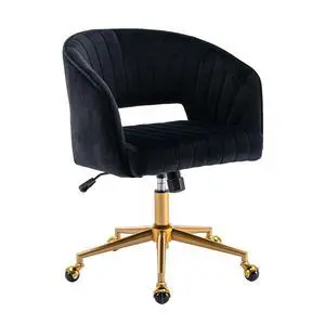 Home Office Chair Swivel Velvet Desk Chair Accent Armchair Upholstered Modern Tufted Chairs with Gold Base for Girls Women Ergonomic Study Seat Computer Task Stools for Living Room(Black) Home Office Chair Swivel Velvet Desk Chair Accent Armchair Upholstered Modern Tufted Chairs with Gold Base for Girls Women Ergonomic Study Seat Computer Task Stools for Living Room(Black)