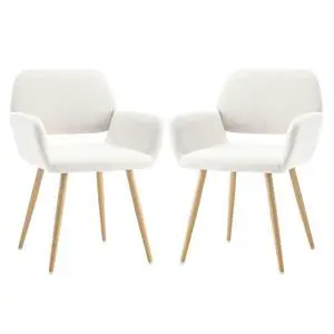 Small Modern Dining Room Arm Chairs Set of 2, Mid-Century Upholstered Velvet Side Seat Club Guest with Metal Tube Legs for Kitchen, Living Room, Beige Small Modern Dining Room Arm Chairs Set of 2, Mid-Century Upholstered Velvet Side Seat Club Guest with Metal Tube Legs for Kitchen, Living Room, Beige
