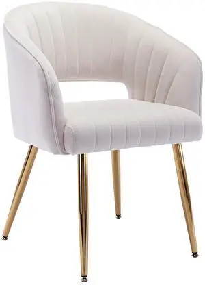 Modern Velvet Desk Chair Accent Armchair Upholstered Tufted Chairs Dining Chairs, Tufted Vanity Chair Side Chairs with Gold Metal Legs for Dining Room Living Room Restaurant,1 PC &Cream Modern Velvet Desk Chair Accent Armchair Upholstered Tufted Chairs Dining Chairs, Tufted Vanity Chair Side Chairs with Gold Metal Legs for Dining Room Living Room Restaurant,1 PC &Cream