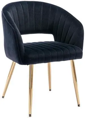 Modern Velvet Desk Chair Accent Armchair Upholstered Tufted Chairs Dining Chairs, Tufted Vanity Chairs Side Chairs with Gold Metal Legs for Dining Room Living Room Restaurant, 1 PC & Black Modern Velvet Desk Chair Accent Armchair Upholstered Tufted Chairs Dining Chairs, Tufted Vanity Chairs Side Chairs with Gold Metal Legs for Dining Room Living Room Restaurant, 1 PC & Black