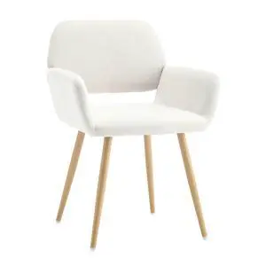 Small Modern Dining Room Arm Chairs 1 Piece, Mid-Century Upholstered Velvet Side Seat Club Guest with Metal Tube Legs for Kitchen, Living Room, Beige Small Modern Dining Room Arm Chairs 1 Piece, Mid-Century Upholstered Velvet Side Seat Club Guest with Metal Tube Legs for Kitchen, Living Room, Beige