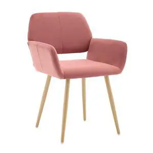 Small Modern Dining Room Arm Chairs 1 Piece, Mid-Century Upholstered Velvet Side Seat Club Guest with Metal Tube Legs for Kitchen, Living Room, Rose Small Modern Dining Room Arm Chairs 1 Piece, Mid-Century Upholstered Velvet Side Seat Club Guest with Metal Tube Legs for Kitchen, Living Room, Rose