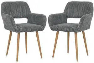 Small Modern Dining Room Arm Chairs Set of 2, Mid-Century Upholstered Corduroy Fabric Side Seat Club Guest with Metal Tube Legs for Kitchen, Living Room, Gray Small Modern Dining Room Arm Chairs Set of 2, Mid-Century Upholstered Corduroy Fabric Side Seat Club Guest with Metal Tube Legs for Kitchen, Living Room, Gray