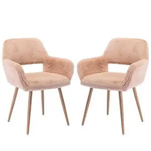 Furry Desk Chair Set of 2, Mid-Century Modern Accent Faux Fur Chair for Teen Girls, Comfy Armchair with Wood Look Metal Legs for Living Room, Home Vanity Makeup Office Desk Chairs No Wheel,Camel Furry Desk Chair Set of 2, Mid-Century Modern Accent Faux Fur Chair for Teen Girls, Comfy Armchair with Wood Look Metal Legs for Living Room, Home Vanity Makeup Office Desk Chairs No Wheel,Camel