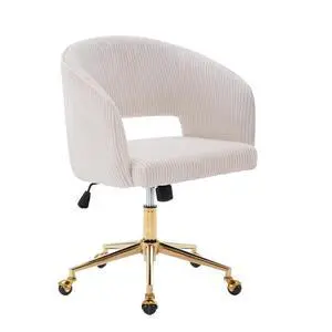 Home Office Chair Swivel Desk Chair Accent Armchair Upholstered Modern Tufted Chairs with Gold Base for Girls Women Ergonomic Study Seat Computer Task Stools, with Wheels, Corduroy,Beige Home Office Chair Swivel Desk Chair Accent Armchair Upholstered Modern Tufted Chairs with Gold Base for Girls Women Ergonomic Study Seat Computer Task Stools, with Wheels, Corduroy,Beige