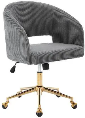 Home Office Chair Swivel Desk Chair Accent Armchair Upholstered Modern Tufted Chairs with Gold Base for Girls Women Ergonomic Study Seat Computer Task Stools, with Wheels, Corduroy,Gray Home Office Chair Swivel Desk Chair Accent Armchair Upholstered Modern Tufted Chairs with Gold Base for Girls Women Ergonomic Study Seat Computer Task Stools, with Wheels, Corduroy,Gray