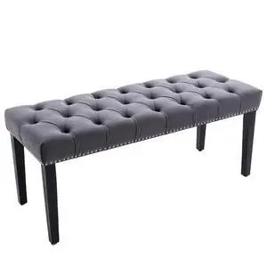 Button-Tufted Ottoman Bench, Upholstered Bedroom Benches Velvet Footrest Stool Accent Bench for Entryway Dining Room Living Room Bedroom End of Bed, Dark Gray Button-Tufted Ottoman Bench, Upholstered Bedroom Benches Velvet Footrest Stool Accent Bench for Entryway Dining Room Living Room Bedroom End of Bed, Dark Gray