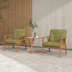 Mid-Century Modern Linen Fabric Accent Chair, Upholstered Tufted Leisure Chair Comfy Reading Side Chair with Armrest and Solid Wood Frame for Living Room Bedroom Balcony(Green) Mid-Century Modern Linen Fabric Accent Chair, Upholstered Tufted Leisure Chair Comfy Reading Side Chair with Armrest and Solid Wood Frame for Living Room Bedroom Balcony(Green)