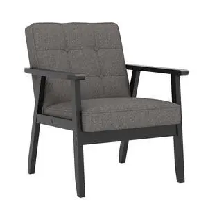 Mid-Century Modern Linen Fabric Accent Chair, Upholstered Tufted Leisure Chair Comfy Reading Side Chair with Armrest and Solid Wood Frame for Living Room Bedroom Balcony(Gray) Mid-Century Modern Linen Fabric Accent Chair, Upholstered Tufted Leisure Chair Comfy Reading Side Chair with Armrest and Solid Wood Frame for Living Room Bedroom Balcony(Gray)