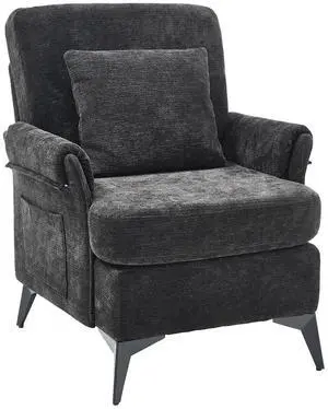 Accent Chair 1pcs, Upholstered Armchair Club Reading Chair Mid-Century Modern Chair with Pillow for Living Room/Bedroom(Black) Accent Chair 1pcs, Upholstered Armchair Club Reading Chair Mid-Century Modern Chair with Pillow for Living Room/Bedroom(Black)