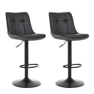 Bar Stools Set of 2, Adjustable PU Leather Swivel Barstools, Modern Upholstered Counter Stools with Back and Footrest, Counter Height Barstools for Kitchen,Bar,Dining Room Black Bar Stools Set of 2, Adjustable PU Leather Swivel Barstools, Modern Upholstered Counter Stools with Back and Footrest, Counter Height Barstools for Kitchen,Bar,Dining Room Black