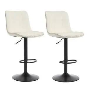 Bar Stools Set of 2, Adjustable PU Leather Swivel Barstools, Modern Upholstered Counter Stools with Back and Footrest, Counter Height Barstools for Kitchen,Bar,Dining Room White Bar Stools Set of 2, Adjustable PU Leather Swivel Barstools, Modern Upholstered Counter Stools with Back and Footrest, Counter Height Barstools for Kitchen,Bar,Dining Room White