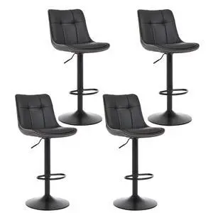 Bar Stools Set of 4, Adjustable PU Leather Swivel Barstools, Modern Upholstered Counter Stools with Back and Footrest, Counter Height Barstools for Kitchen,Bar,Dining Room Black Bar Stools Set of 4, Adjustable PU Leather Swivel Barstools, Modern Upholstered Counter Stools with Back and Footrest, Counter Height Barstools for Kitchen,Bar,Dining Room Black