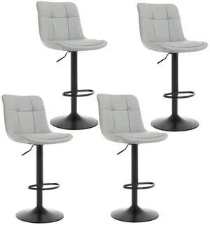 Bar Stools Set of 4, Adjustable PU Leather Swivel Barstools, Modern Upholstered Counter Stools with Back and Footrest, Counter Height Barstools for Kitchen,Bar,Dining Room Gray Bar Stools Set of 4, Adjustable PU Leather Swivel Barstools, Modern Upholstered Counter Stools with Back and Footrest, Counter Height Barstools for Kitchen,Bar,Dining Room Gray