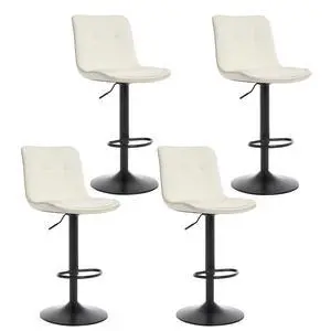 Bar Stools Set of 4, Adjustable PU Leather Swivel Barstools, Modern Upholstered Counter Stools with Back and Footrest, Counter Height Barstools for Kitchen,Bar,Dining Room White Bar Stools Set of 4, Adjustable PU Leather Swivel Barstools, Modern Upholstered Counter Stools with Back and Footrest, Counter Height Barstools for Kitchen,Bar,Dining Room White