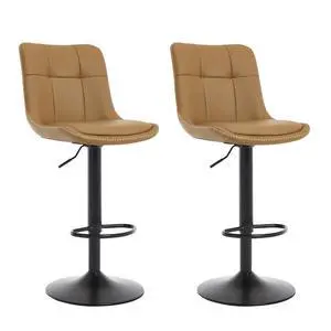 Bar Stools Set of 2, Adjustable PU Leather Swivel Barstools, Modern Upholstered Counter Stools with Back and Footrest, Counter Height Barstools for Kitchen,Bar,Dining Room Brown Bar Stools Set of 2, Adjustable PU Leather Swivel Barstools, Modern Upholstered Counter Stools with Back and Footrest, Counter Height Barstools for Kitchen,Bar,Dining Room Brown