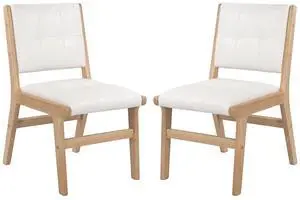 Modern PU Leather Dining Chairs Set of 2, Upholstered Kitchen Chairs with Solid Wood Legs and Comfortable Seat for Dining Room Lounge Bedroom(White) Modern PU Leather Dining Chairs Set of 2, Upholstered Kitchen Chairs with Solid Wood Legs and Comfortable Seat for Dining Room Lounge Bedroom(White)
