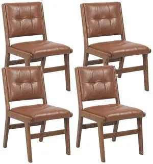 Modern PU Leather Dining Chairs Set of 4, Upholstered Kitchen Chairs with Solid Wood Legs and Comfortable Seat for Dining Room Lounge Bedroom(Brown) Modern PU Leather Dining Chairs Set of 4, Upholstered Kitchen Chairs with Solid Wood Legs and Comfortable Seat for Dining Room Lounge Bedroom(Brown)
