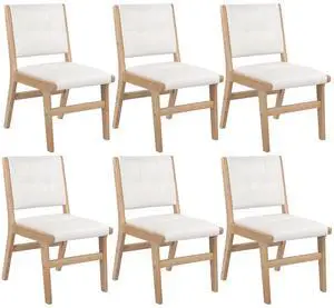 Modern PU Leather Dining Chairs Set of 6, Upholstered Kitchen Chairs with Solid Wood Legs and Comfortable Seat for Dining Room Lounge Bedroom(White) Modern PU Leather Dining Chairs Set of 6, Upholstered Kitchen Chairs with Solid Wood Legs and Comfortable Seat for Dining Room Lounge Bedroom(White)