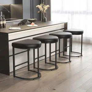 Bar Stools Set of 4, 26 Inch Counter Height Stools, PU Leather Upholstered Bar Chairs with Metal Frame, Modern Bar Stools for Kitchen Island, Dining, Living Room, Black Bar Stools Set of 4, 26 Inch Counter Height Stools, PU Leather Upholstered Bar Chairs with Metal Frame, Modern Bar Stools for Kitchen Island, Dining, Living Room, Black