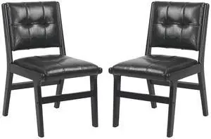 Modern PU Leather Dining Chairs Set of 2, Upholstered Kitchen Chairs with Solid Wood Legs and Comfortable Seat for Dining Room Lounge Bedroom(Black) Modern PU Leather Dining Chairs Set of 2, Upholstered Kitchen Chairs with Solid Wood Legs and Comfortable Seat for Dining Room Lounge Bedroom(Black)