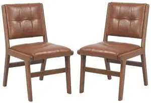 Modern PU Leather Dining Chairs Set of 2, Upholstered Kitchen Chairs with Solid Wood Legs and Comfortable Seat for Dining Room Lounge Bedroom(Brown) Modern PU Leather Dining Chairs Set of 2, Upholstered Kitchen Chairs with Solid Wood Legs and Comfortable Seat for Dining Room Lounge Bedroom(Brown)