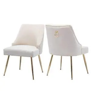 Velvet Dining Room Chairs Set of 2 Nailhead Back Ring Pull Trim with Gold Legs for Kitchen Living Room(Beige) Velvet Dining Room Chairs Set of 2 Nailhead Back Ring Pull Trim with Gold Legs for Kitchen Living Room(Beige)