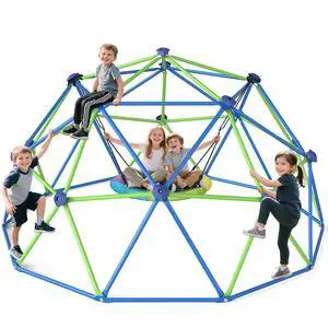 Climbing Dome, 10FT Dome Climber with Canopy Monkey Bars for Kids 3 to 10 Outdoor Play Equipment, Supports up to 1000lbs Jungle Gym, Anti-Rust, Easy Assembly, Gift for Kids - Blue+Green Climbing Dome, 10FT Dome Climber with Canopy Monkey Bars for Kids 3 to 10 Outdoor Play Equipment, Supports up to 1000lbs Jungle Gym, Anti-Rust, Easy Assembly, Gift for Kids - Blue+Green