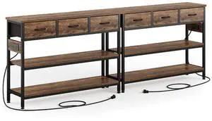 2 Pack Entryway Table with Outlets, 3 Fabric Drawers, 43in | 43.3"W x 11.8"D entry table with 2 outlets, 2 USB ports, swappable plug side, adjustable feet and anti-tip kit. 2 Pack Entryway Table with Outlets, 3 Fabric Drawers, 43in | 43.3"W x 11.8"D entry table with 2 outlets, 2 USB ports, swappable plug side, adjustable feet and anti-tip kit.